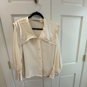Vintage Paul Alexander cream silk blouse 10